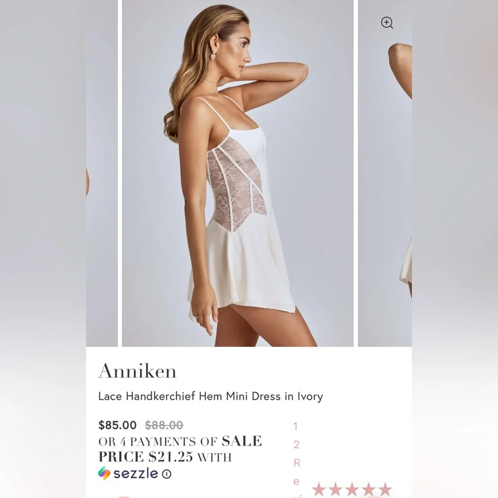 Oh Polly Lace Handkerchief Hem Mini Dress in Ivory - Picture 4 of 15